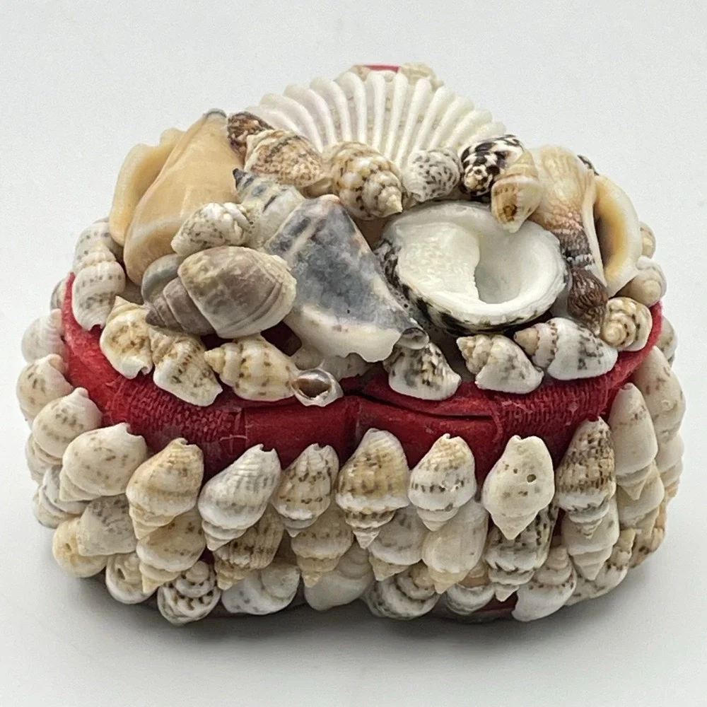 Vintage Heart Shaped Seashell Trinket Box Jewelry Box Handmade Philippines